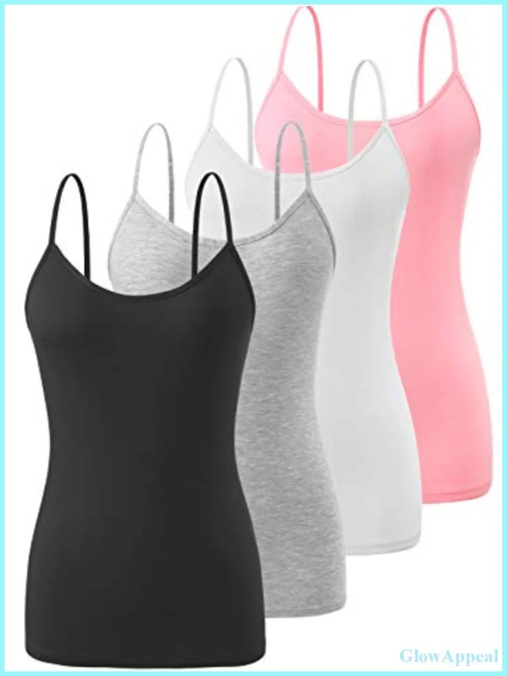 4 Pack Modal Camisole Tops Adjustable Straps Seamless Undershirt Layering Tanks
